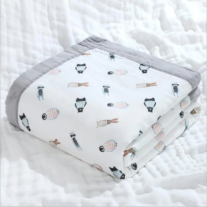 Baby blanket cotton 6 layers newborn swaddle blanket cartoon high-density breathable children's blanket