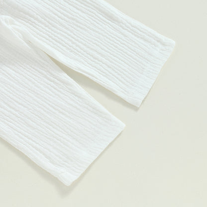 Toddler Boy Linen Outfit Baby Boy Fall Winter Clothes Set Button-Down Shirt Tops Cotton Linen Pants 2PCS