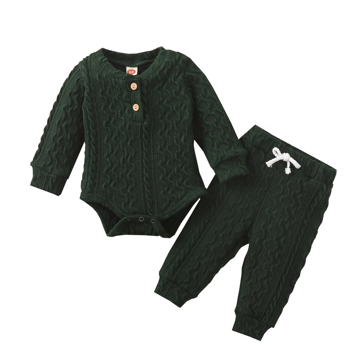 Toddler Boys Romper Tops Pants Suit Long Sleeve Round Neck Trousers Twists Solid Color Outfit Casual Baby Home Clothes Set
