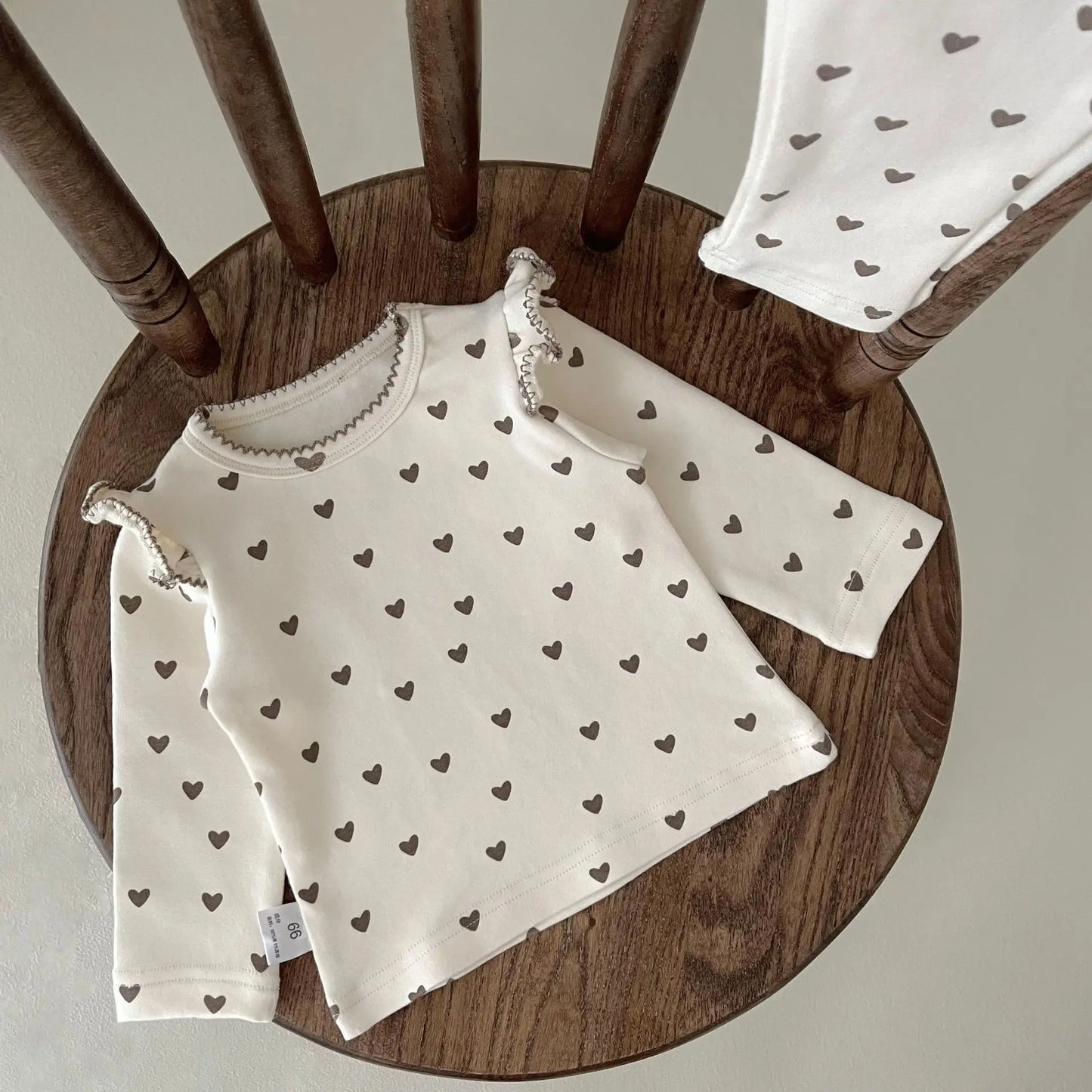 Spring/Autumn Baby Clothing Set 0-3 Year Old Girl Love Pattern Long Sleeve Long Pants 2-piece Set Pure Cotton Baby Outing Set