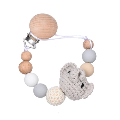 Baby Pacifier Clip Chain Animal Felt Balls Beech Wood Nipple Clip For Baby Nursing Chew Toy Teether Dummy Holder Chain Gifts