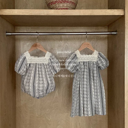 Kids Clothes Toddler Girl Dress Floral Vintage Lace Dress Princess Vestido Short Sleeve Summer Casual Costumes Children Clothing