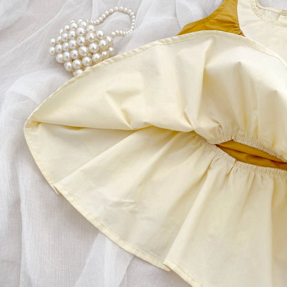 2025 Kids Clothes Summer Cotton Dress Baby Girls Clothes Cartoon Splicing Colors Dresses Children's Clothing Vestidos Cotton