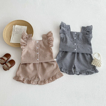Toddler Girl Clothes Summer Baby Clothing Set Casual Flying Sleeve Tank Top+Shorts Set For Children Casual Daily Outside Outfits