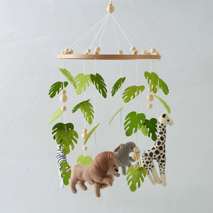 Baby Crib Mobile Rattle Toy For 0-12 Months Cartoon Felt Forest Animal Bed Bell Hanging Wooden Bracket Mobile Newbaby Rattle Toy