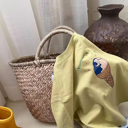 Kids Casual Loose Clothes New Child Short Sleeve Tops Round Neck Base Shirt Pure Cotton Tops Baby Clothing Dinosaur Print Tees