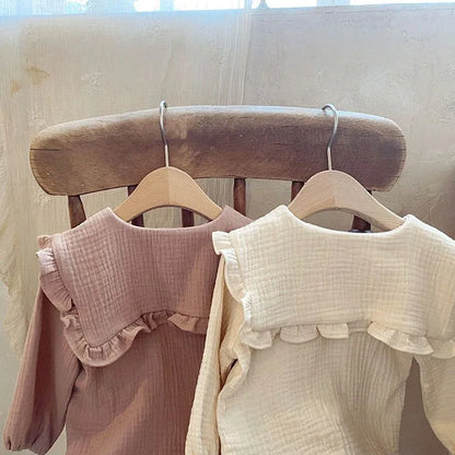 Newborn Baby Girls Clothing Set Ruffle Collar Lapel Top+Bread Pants  Casual Suit Autumn Spring Toddler Baby Girl Clothes Suit